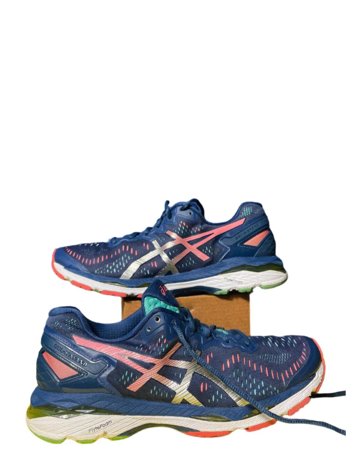 ASICS GEL KAYANO RUNNING SHOES BLUE T696N MID TOP LACE UP